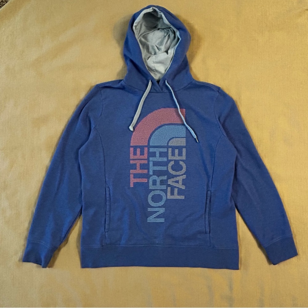 The North Face Hoodie Women’s L Blue Logo Hooded Sweatshirt Outdoor Pullover Top